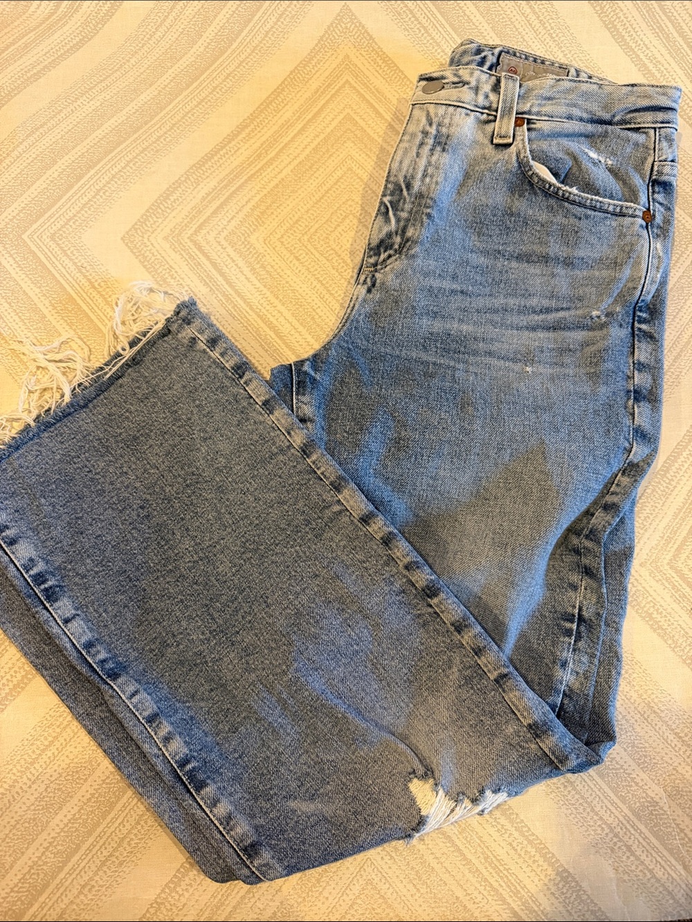 AG Adriano Goldschmied Kinsley High-Rise Pop Crop Jeans Light Wash – Size 28